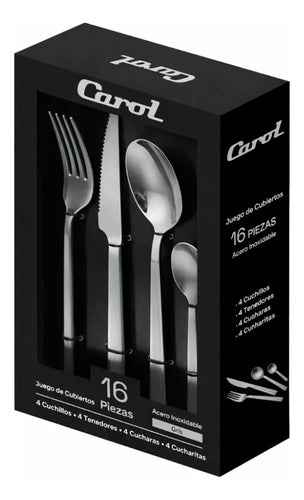 Juego De Cubiertos Carol Premium 16 Piezas Acero Inox Gris