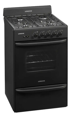 Cocina A Gas Longvie 12331g 56cm Grafito Cajón Parrilla Tipo Grafito