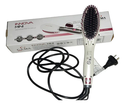 Cepillo Alisador Gama Innova Mini Electrico Peine Anti Frizz Blanco
