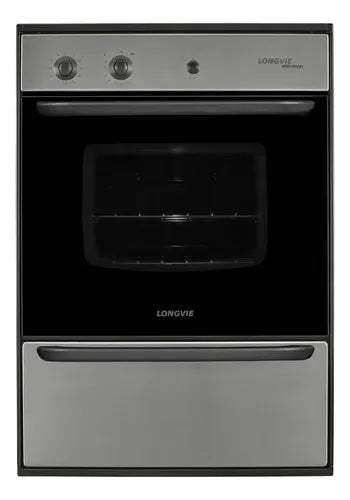 Horno A Gas Longvie H14600xf Con Cajón Parrilla De Empotrar Color Plateado Acero Inoxidable