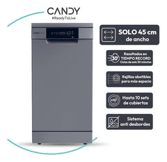 Lavavajillas Candy Cdph2d1047s-12 10 Cubiertos Silver Gris
