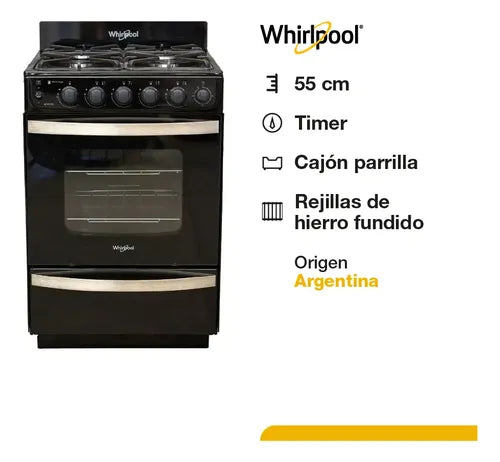 Whirlpool Wfn57di Gas/eléctrica Negro