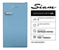 Heladera Siam Retro Bajo Mesada Hsi.bm090pr2 Cycle Defrost Celeste