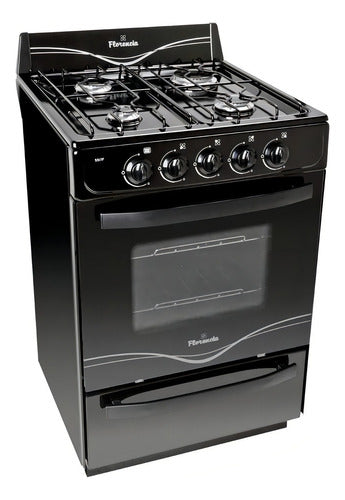 Cocina Florencia Recta 5517f A Gas Con Puerta Con Visor Color Negro