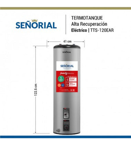 Termotanque Electrico Señorial Tts-120 Ear Color Gris Plata 120 Litros