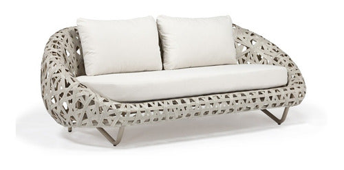 Juego De Sillones Mesita Living Jardin Exterior Ratan Curl Gris Curl