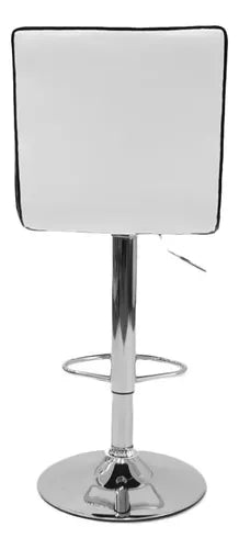 Pack De 2 Banquetas Giratorias Y Altura Ajustable Con Respaldo De Ecocuero Blanco Para Barra O Cocina Vivendi