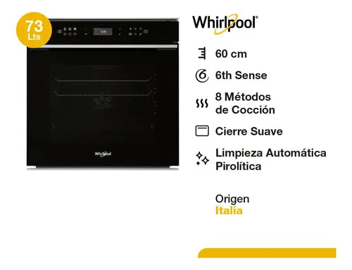 Horno Eléctrico Empotrable Whirlpool Woc73ae Negro 73l
