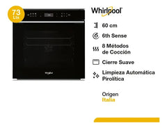 Horno Eléctrico Empotrable Whirlpool Woc73ae Negro 73l