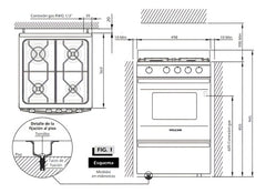 Cocina A Gas Volcan 87144v 50cm 4 Hornallas Blanco