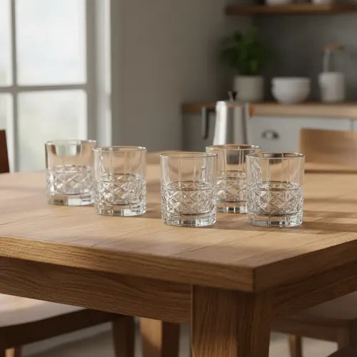 Set X 6 Vasos De Vidrio Labrado 70319 Carol 350 Ml Gris