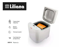 Horno De Pan Liliana Afp905 Capacidad 1 Kg 12 Programas Color Blanco