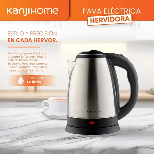 Pava Jarra Eléctrica Kanji Home Kjh-pe15001s De 1.8 Lts 1500w Plateado