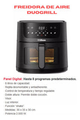 Freidora De Aire Af908 Duogrill Negro Doble Cocción Liliana