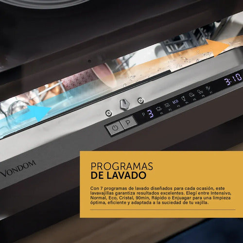 Lavavajillas Panelable Vondom Lvj14p De 14 Cubiertos Gris