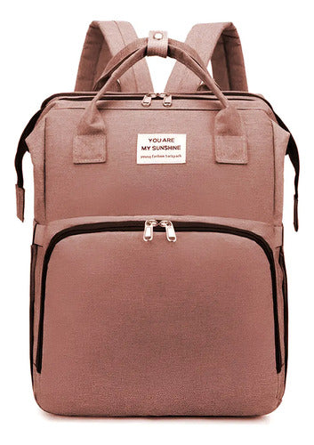 Mochila Maternal Multifunción Cuna Cambiador Para Bebe Rosa Rosa Liso