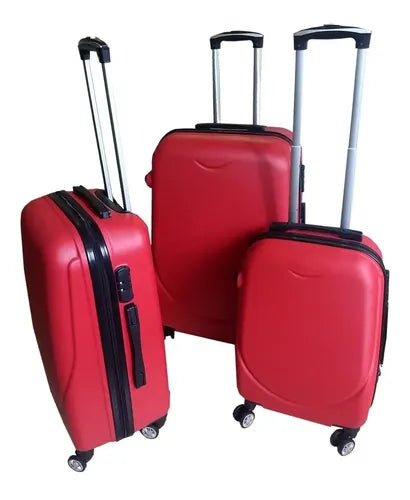 Set De 3 Valijas Rigidas Premium De Viaje De 8 Ruedas Rojo C Rojo Lisa