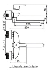 Grifería De Pared Monocomando Cocina Fv 406/b5 Puelo Cromo Cromo Cromado