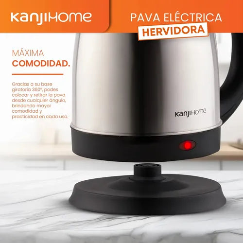 Pava Jarra Eléctrica Kanji Home Kjh-pe15001s De 1.8 Lts 1500w Plateado
