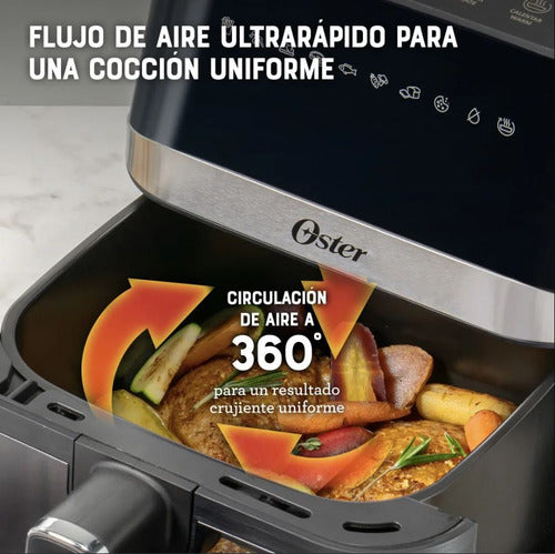 Freidora De Aire Digital Oster Con Ventana 7.5 Litros Gris