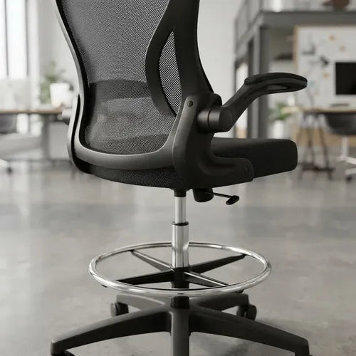 Silla Alta Onebox Ob-sm1 Para Mostrador Apoya Pies Cromado Negro