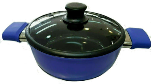Olla Antiadherente De 24 Cm Con Tapa Y Apto Induccion Azul