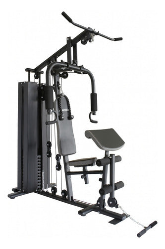 Multigimnasio Multigym Randers Con Lingotera 100 Kg Estructura Negro Tapizado Negro