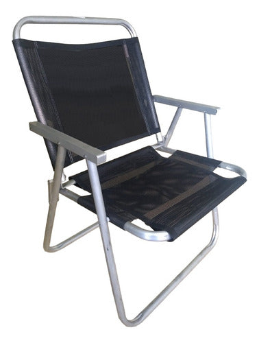 Silla De Playa Extra Ancha De Aluminio Para Balcón, Color Negro