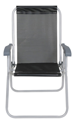 Reposera De 1 Posición Bel Aluminio Poliéster Pvc Negro Css Negro