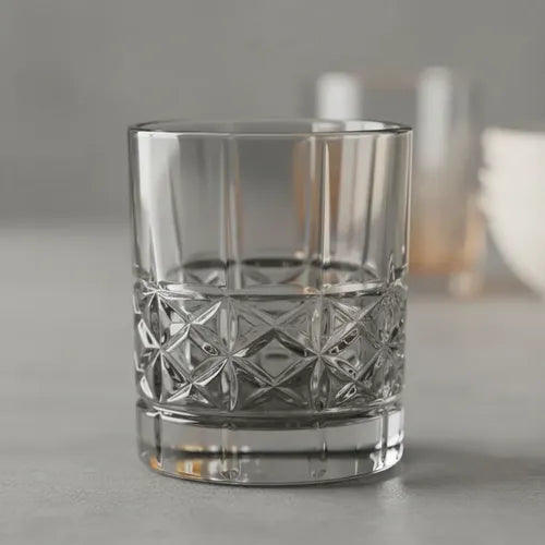 Set X 6 Vasos De Vidrio Labrado 70319 Carol 350 Ml Gris