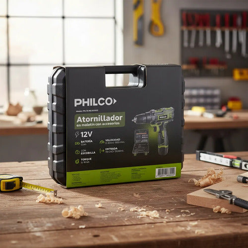 Taladro Percutor Inalámbrico Philco Pt12ase2p 18nm 1800m/min Verde Musgo 50