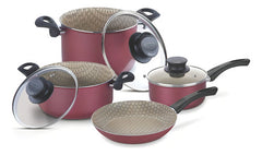 Juego De Ollas Teflon Antiadherente 4 Piezas Tramontina Color Rojo