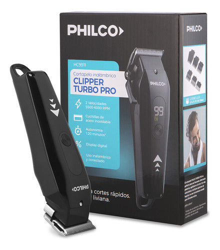 Cortapelo Philco Hc9911 Inalámbrico Clipper Turbo Pro Cuchillas De Acero Inoxidable Display Digital