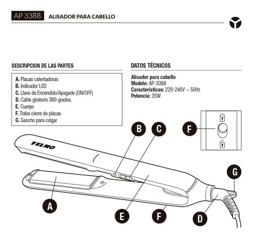 Secador Sc3688 Y Planchita De Cabello Ap3388 Yelmo Combo Esencia Ion Argan Set Plateado