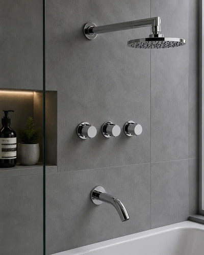 Grifería Ducha Bañera Con Trans Fv California Plus 0103/17p Plateado Cromado