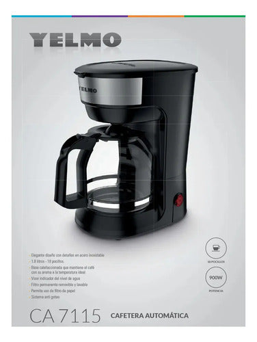 Cafetera Eléctrica Yelmo Ca7115 Filtro Permanente Antigoteo Base Termica