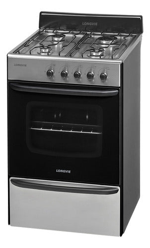 Cocina A Gas Longvie 12231x 56cm Inox Cajón Parrilla Color Acero Inoxidable