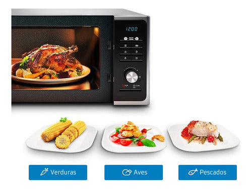 Microondas Grill Samsung Mg28f3k3tas Plata 28l