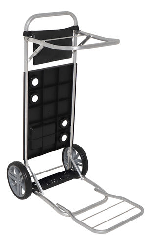 Carrito Playero Aluminio Playa Porta Reposeras Sombrilla Bel Negro
