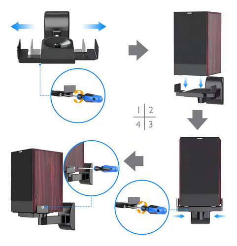 Soporte De Pared Movil Para Parlantes Altavoces Onebox Acero Color Negro
