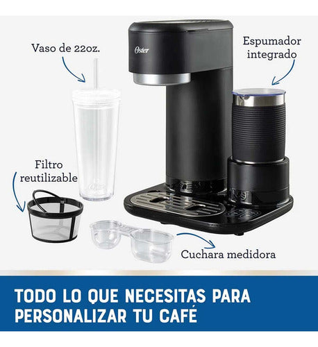 Cafetera Oster Latte 4 En 1 Con Espumador Bvstdc02b 1 Color Negro