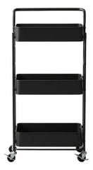 Carro Organizador Metal Negro Plegable 3 Estantes Ruedas Css Negro