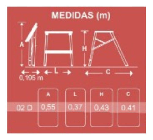 Escalera Banco De Aluminio De 2 Escalones Botafogo Esc0070 Liso Naranja