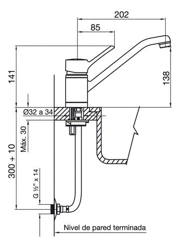 Griferia Monocomando Para Cocina Fv Swing 411.01/90 Color Cromo