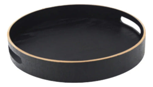 Juego De Vajilla 6 Vasos 350ml Vidrio Labrado Bandeja Carol Negro Lisa