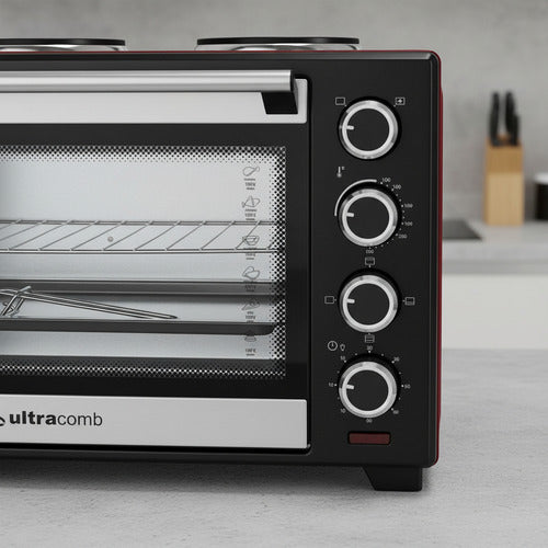 Horno Eléctrico Ultracomb Uc50acn Con 2 Anafes 50lts Rojo