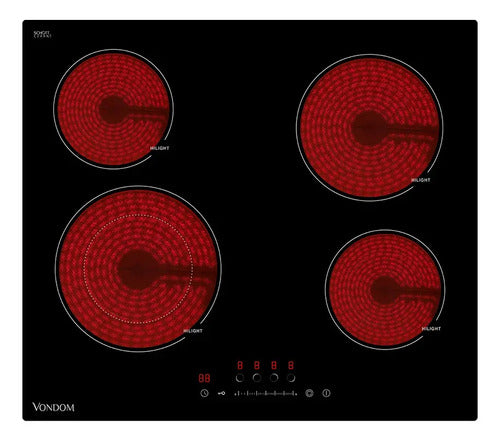 Combo Cocción Eco Vondom Horno Empotrable + Anafe Vitro 60cm Negro