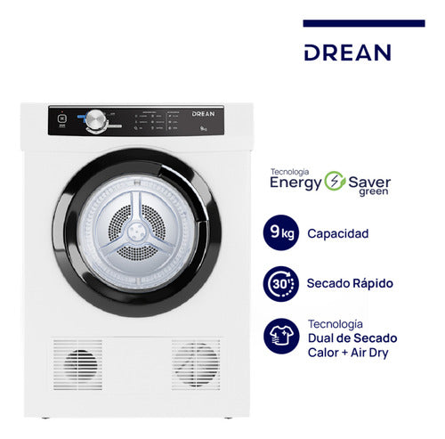 Secarropas Carga Frontal Por Calor 9kg Drean Sed090vbcl0 Blanco