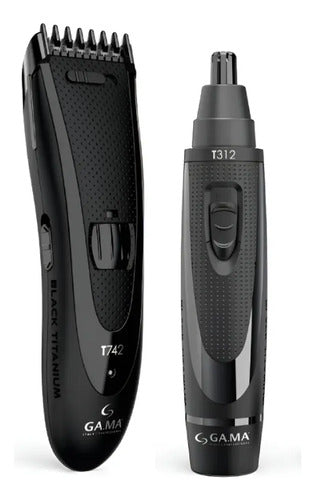 Cortadora De Cabello Clipper + 1 Trimmer Gama Titanium T744 Negro