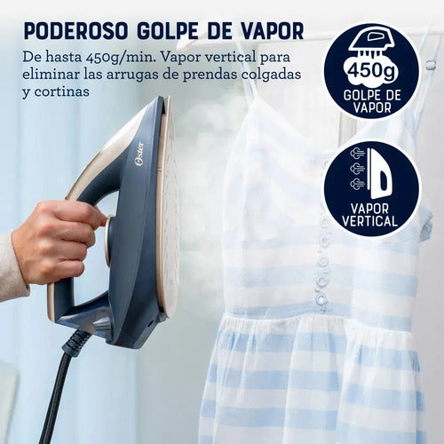 Plancha Oster Gcsg15ar 2 En 1 Con Central De Vapor Azul Oscuro